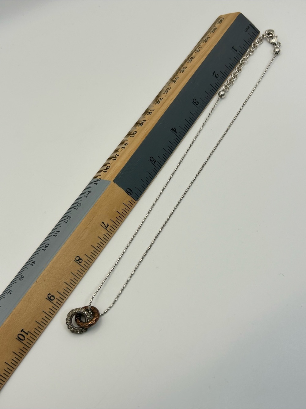Brighton Pebble Pave Necklace 18" Bronze & Clear Crystal Rings Pendant - Picture 9 of 11